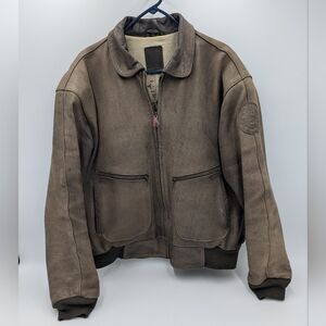 Vintage Hein Gericke FW-5348 Leather Bomber Jacket Flight Map Lining XXL Brown